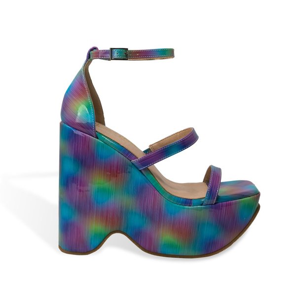 Chase & Chloe Women’s Chunky Flatform Wedge Slide Heeled Sandal - Picture 1 of 4